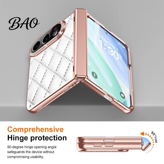 Scratch Resistant Phone Shell Faux Leather Case for IPhone-Duo, with Screen Protector & Hinge Impact Protective Protection, Rhinestone Cover,