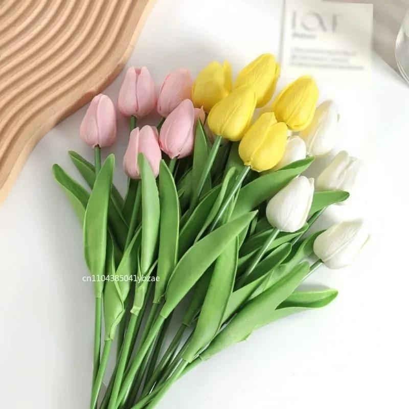 Artificial Flowers Tulip Bouquet Fake Flowers Wedding Garden Decoration Outdoor Home Garden Bouquet Vase Decor Plants