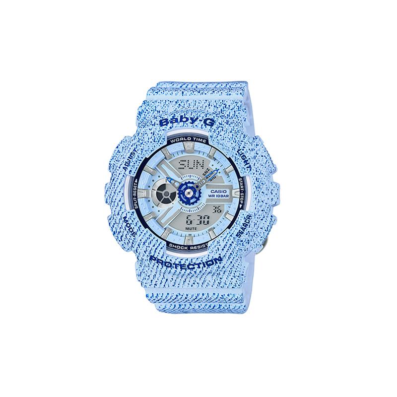 

Casio BABY-G Series Retro Denim Waterproof Sport Quartz Movement Plastic Acrylic Strap Japanese and Korean Watch Women s Watch Blue BA-110DC-2A3 синій