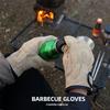 1 Pair Cowhide Leather Barbecue Gloves Durable Thicken Camping Mittens Anti Slip Heat Resistant Cooking Oven Mitts Outdoor