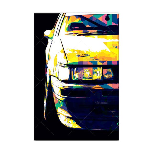Modern Japanese Retro SuperCar Abstract Graffiti Wall Art Picture Modular Canvas Painting Posters Prints Living Room Home Decor No Frame
