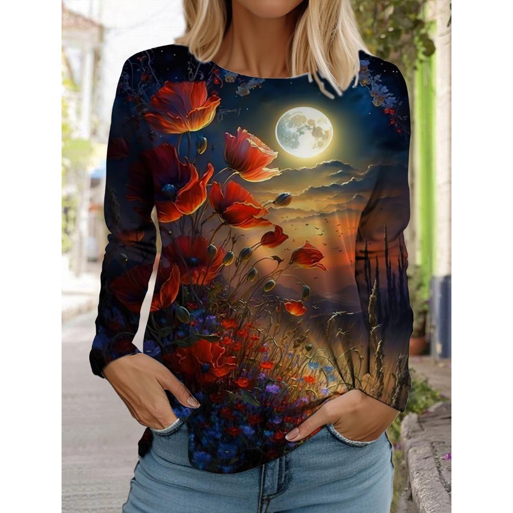 Long sleeved T-shirt, sports shirt, printed women's top T-shirt