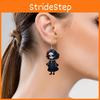 Themed Black Halloween Skull Rose Girl Four Pattern Women Acrylic Earrings