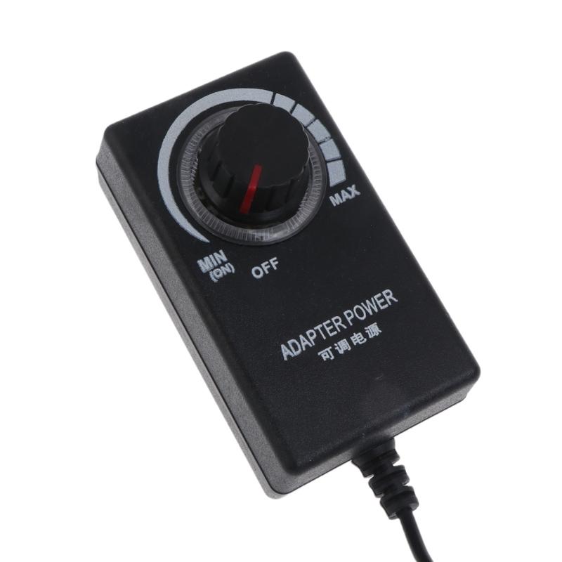 AC To for DC Adapter Converter 3-12V 2A 5.5x2.1mm Adjustable Power Supply Motor Speed Controller with US Plug