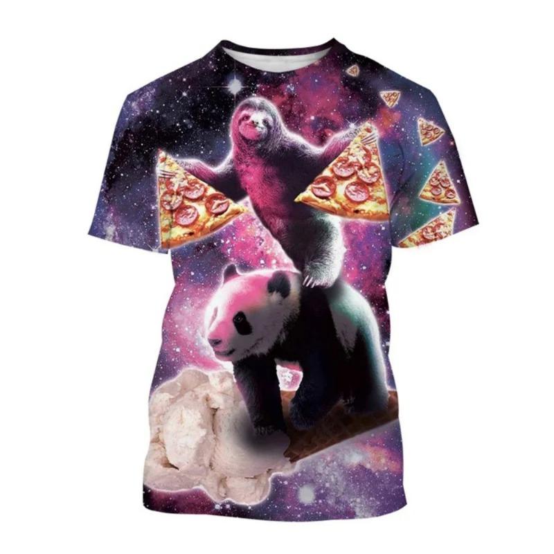 Hengyuan31 Heren T-shirt Grappig Dierenpatroon Korte Mouw Schattige Print Casual T-shirt Ronde Hals Top Street Fashion Zomer Herenkleding 6XL