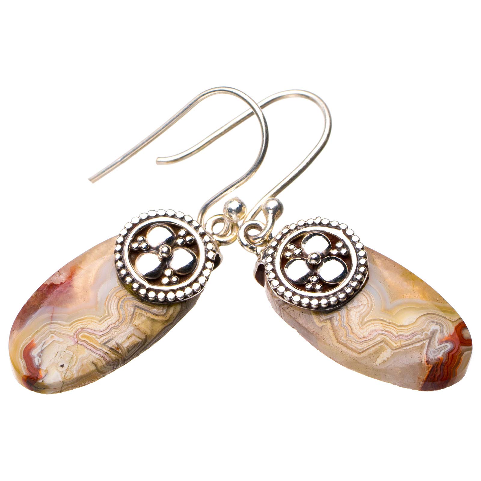 

StarGems® Natural Crazy Lace Agte Handmade 925 Sterling Silver Earrings 1.5 D6948