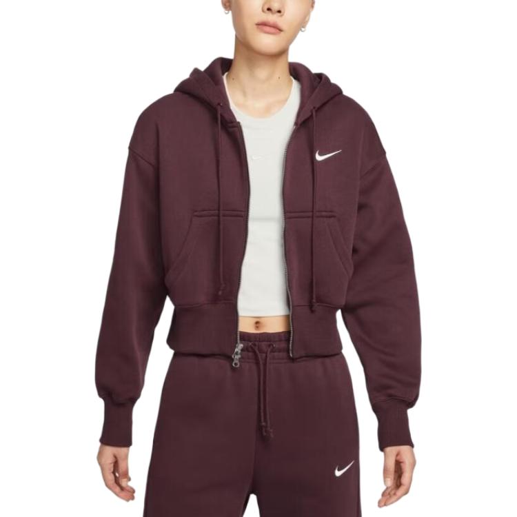 

New Nike NSW PHNX FLC CROP FZ HDY Jacket Women s HV2427-652 XL