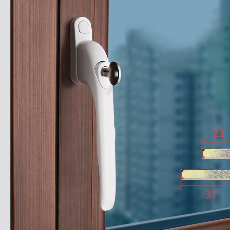 2Pcs Aluminum Alloy Window Handles Lock With Key & Screws Balcony Door Handle Lockable Double Glazing Window Handle