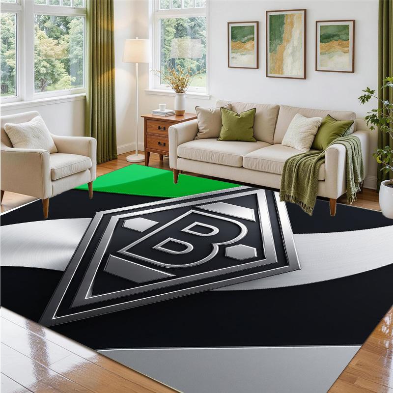 Borussia Mönchengladbach Design Crystal Velvet Rug Soft Decorative Mat for Bedroom Entrance