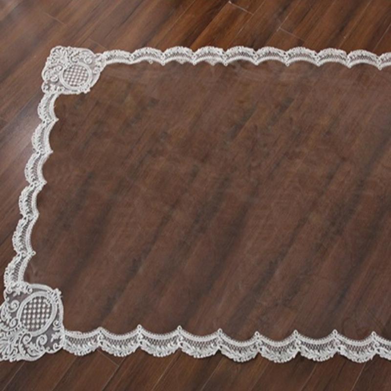 Modern Simple Transparent Lace Tablecloth Waterproof Oil and Scald Resistant Dining Desk Mat Decoration of High End Restaurant