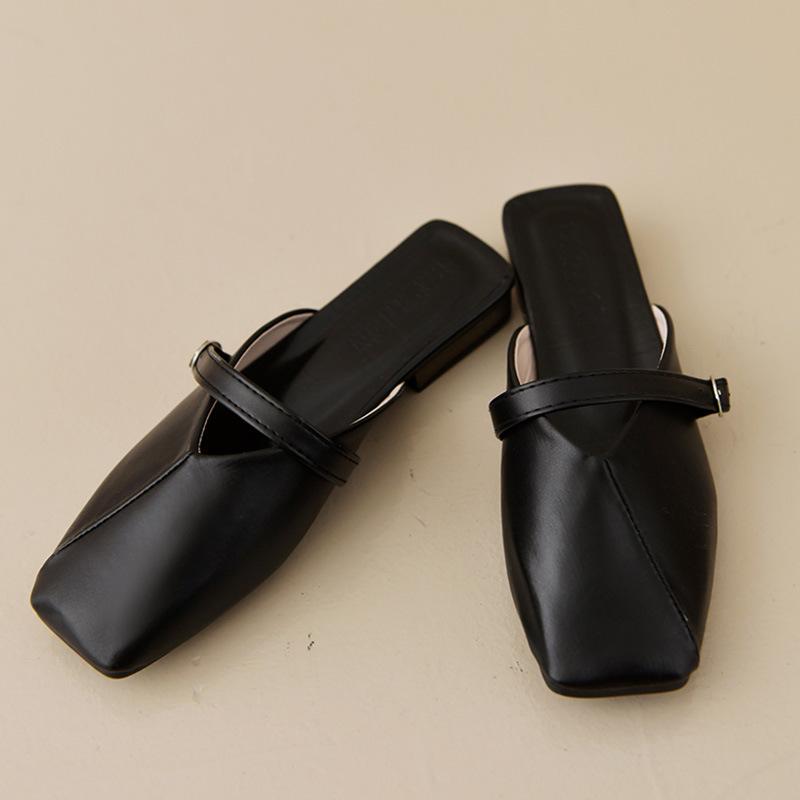 Baotou lazy half slippers women's outer wear summer new fashion low heel versatile flat bottom sandals