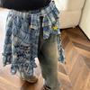 Hip-hop Lace Up Hip Scarf Shirt Extender Ruffled Edge Waistband  Waist Accessories
