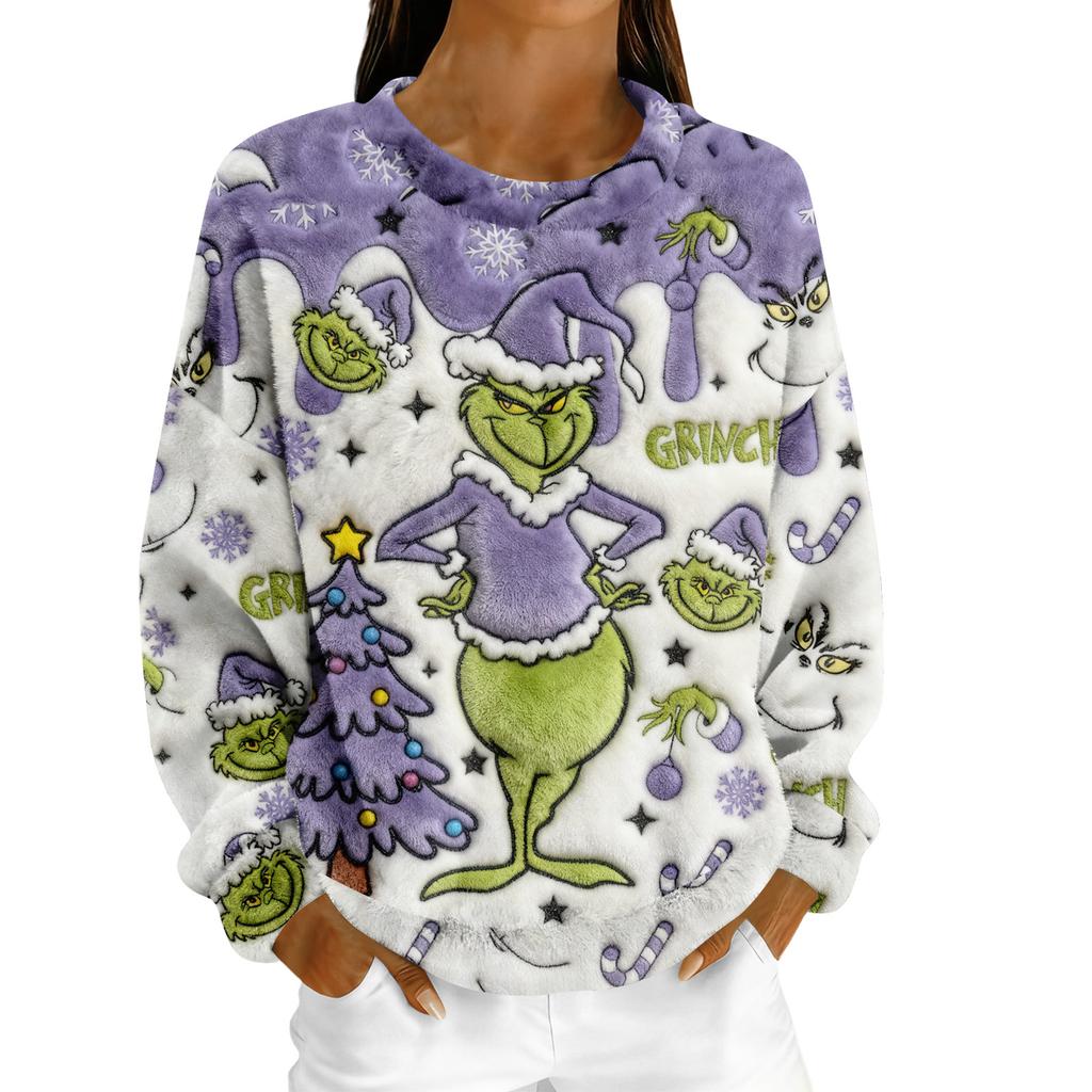 Women's Fleece Hoodie Long-Sleeve Round  Neck Casual Comfortable Loose-Fit Lightweight Women's Hoodie