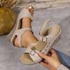 Women's Sandalias Summer Open Toe Platform Sandals Outdoor Casual Leather Sandalias Roman Style Wedge Sandals for Women