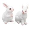 One Pair Garden Statues Rabbit Synthetic Resin Outdoor Craft Sculpture for Home Patio