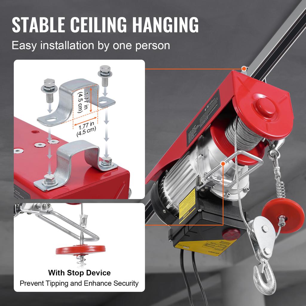SucceBuy 1320 Lbs Electric Hoist Crane with 328 Ft Wireless 40 Ft Single Cable Lifting Height Electric Lift Hoist for Factory