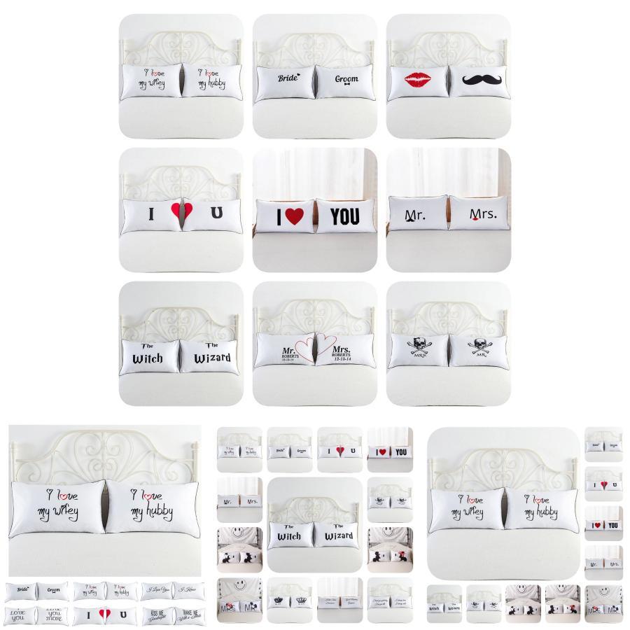 Couple 1 Pair Lovers Home Decor Pillow Case Sofa Waist Throw Cushion Cover