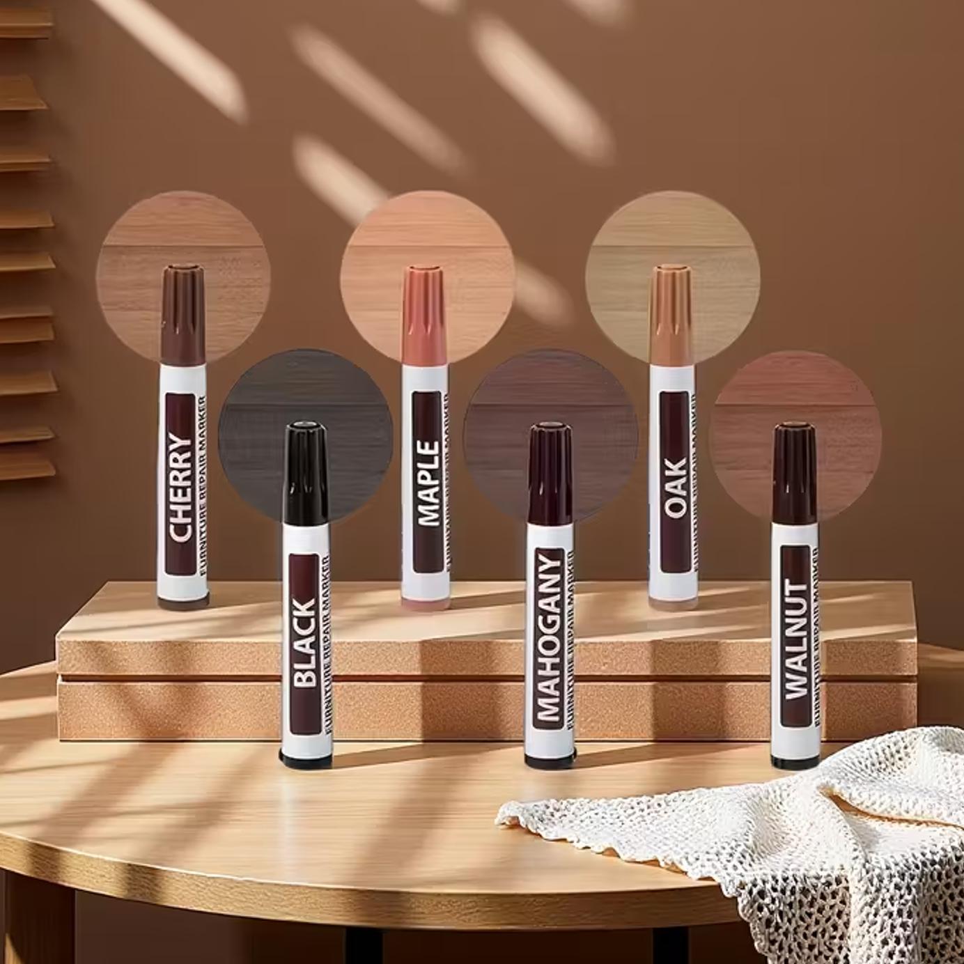

6Pcs Premium Furniture Touch Up Markers, Wood Scratch Repair Pens, For Furniture Restoration, Wooden Floor, Table, Bed Post, Sta