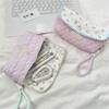 Flower Print Pen Bag with Lanyard Large Capacity Pencil Case Pen Organizers Pencil Pouches Travel Makeup Bag for Women
