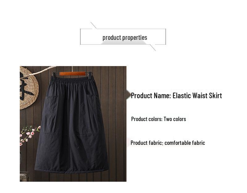2025 Autumn/Winter Retro Quilted A-line Skirt: Loose, Plus Size, Age-Reducing, Mid-Length