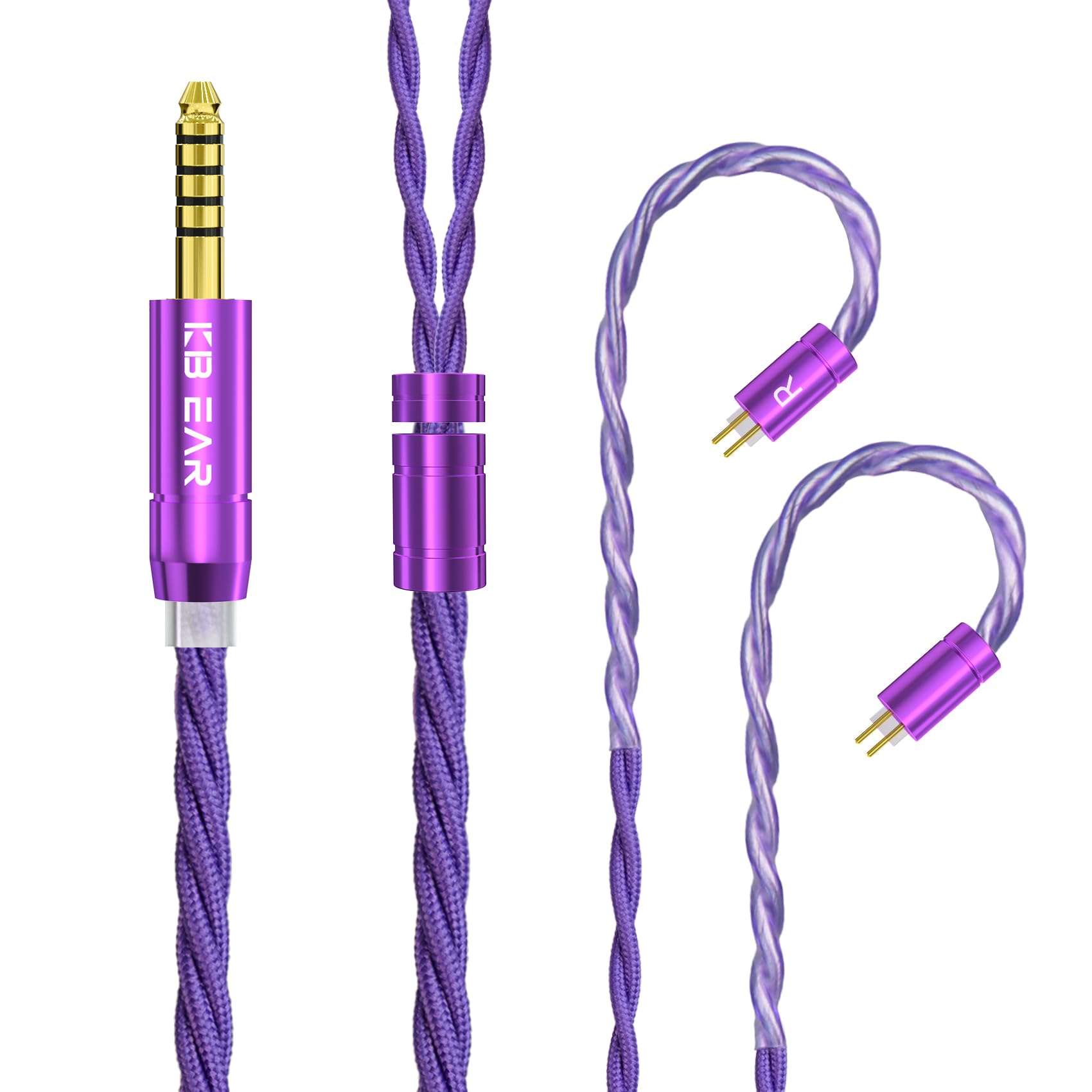 

2-контактный кабель из монокристаллической меди 5N, кабель для обновления наушников, сменный кабель для наушников, улучшенное качество звука, совместим с наушниками KZ [KBEAR ST19] фиолетовый