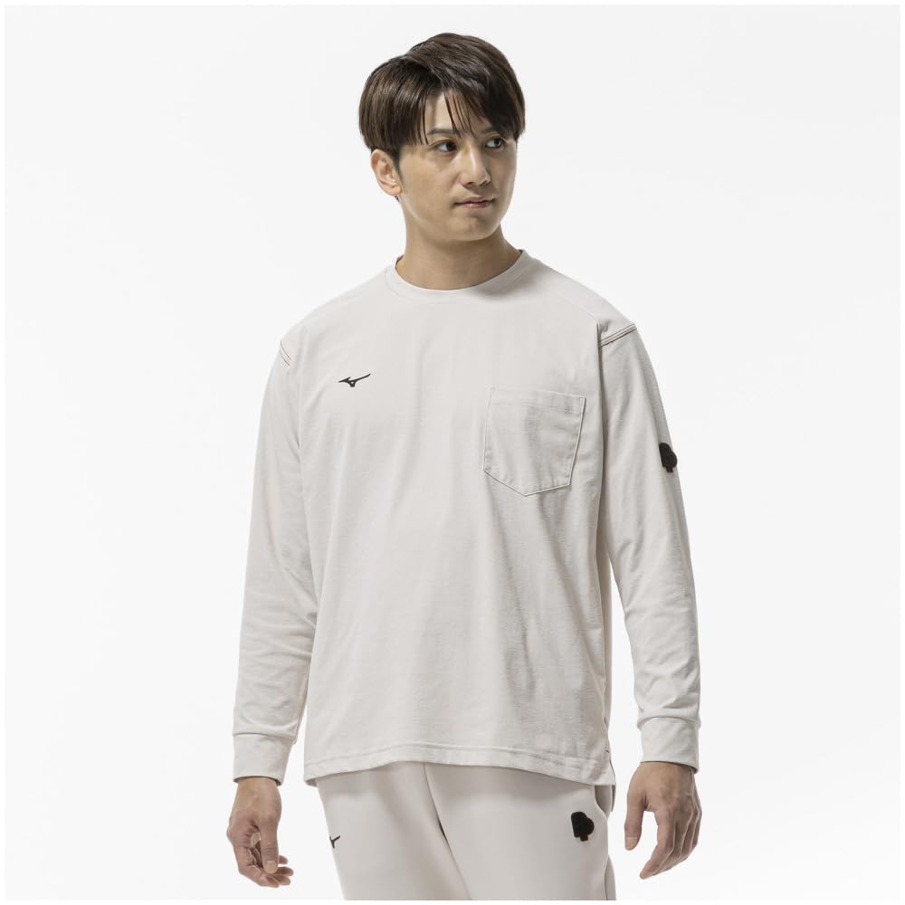 MIZUNO Release Point Long 12JADT53 M Size Silver Birch Baseball/Softball T-Shirt