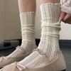 Ladies Summer Thin Pure Color Lace Ballet Style Hollow Mesh Hemp Pattern Calf Pile Socks