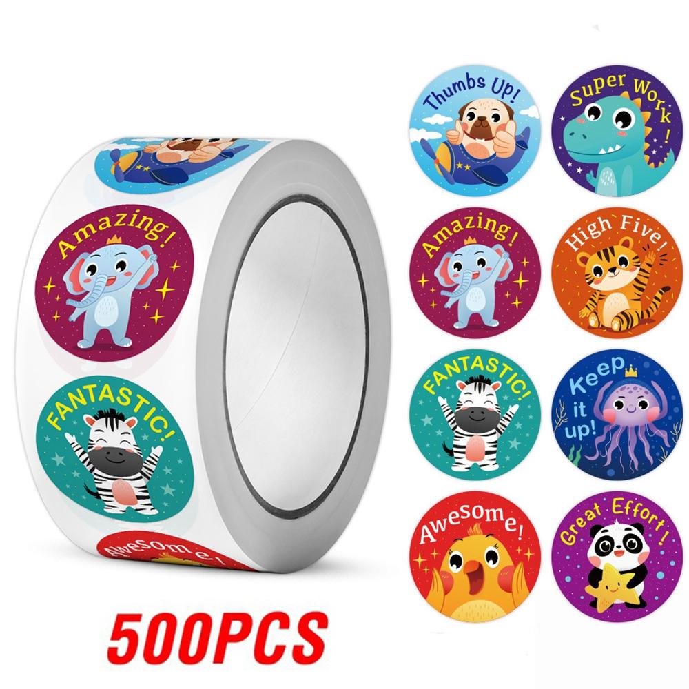 100-500pcs Reward Label Cartoon Animal Sticker Thank You Cute Game Sticker DIY Gift Sealing Label Decoration Supple