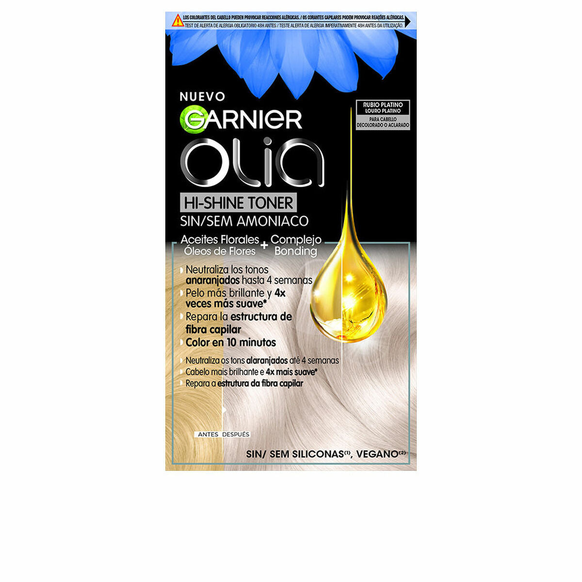 

Garnier Olia Hi-Shine Toner Semi-Permanent Hair Color No. 10.01 Platinum Blonde Ammonia-Free 3 Pack