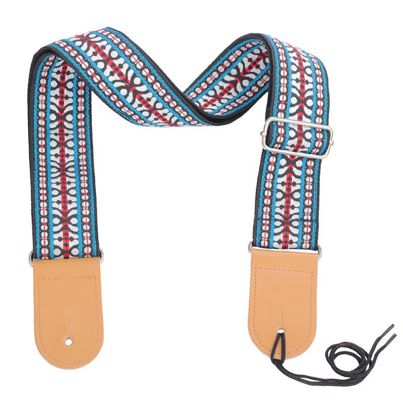 Ethnic Style Embroidered Guitar Crossbody Shoulder Strap for Acoustic and Electric Guitars.