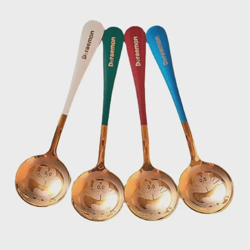 "Stilvoller Starbucks-Löffel aus Edelstahl: Niedliches Göttin- und Jingle-Cat-Design"