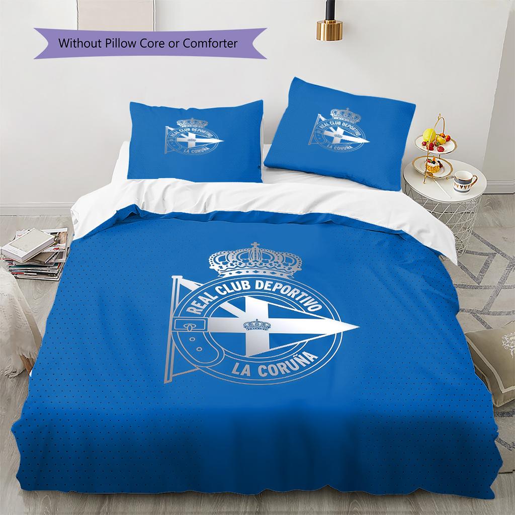 Juego de Colcha con Patrón del Deportivo La Coruña Decoración del Hogar Regalo (1 funda nórdica + 2 fundas de almohada sin relleno.)
