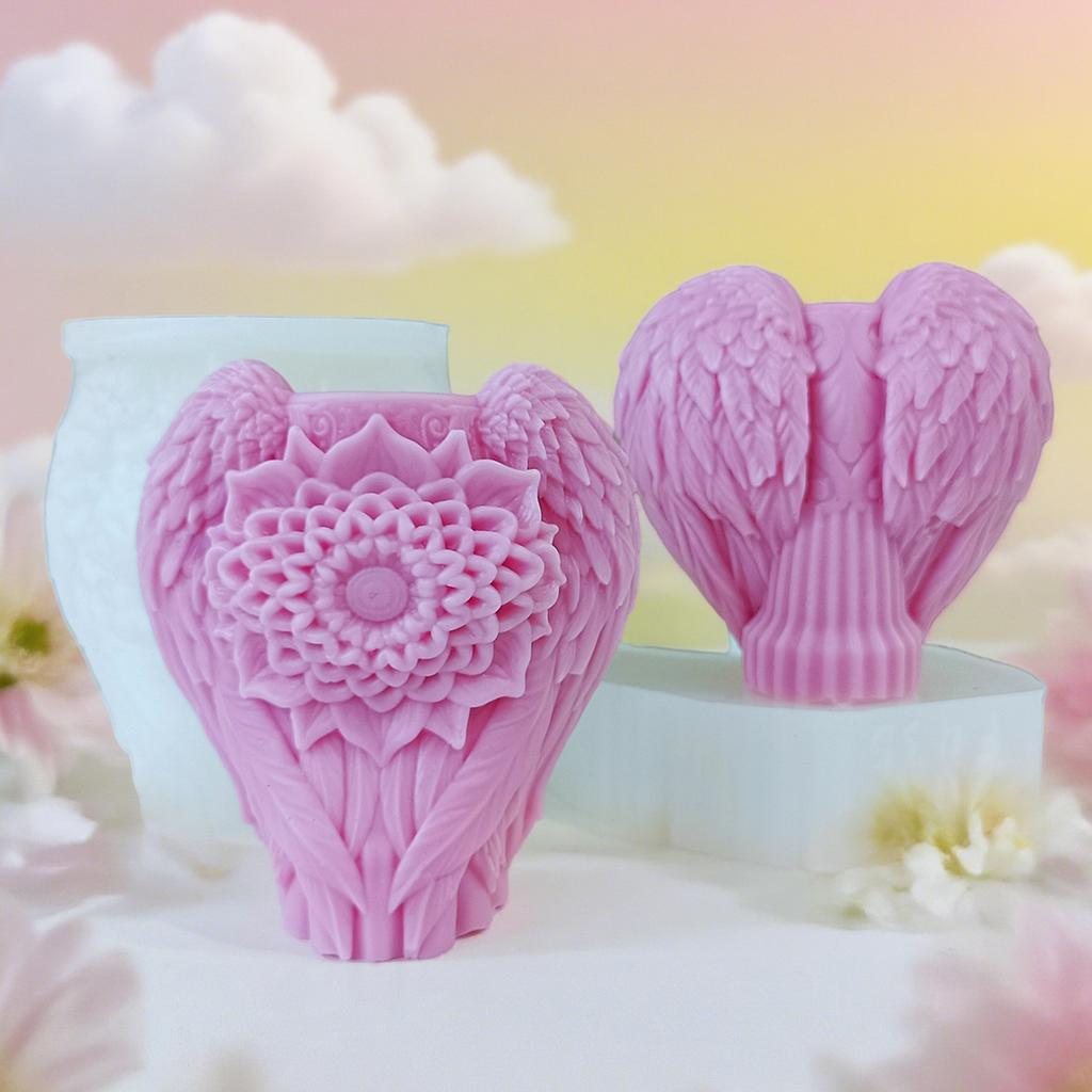 Flowers Wing Handmade Candle Mold DIY Aroma Plaster Resin Ornament Silicone Molds Soy Wax Candle Making Supplies