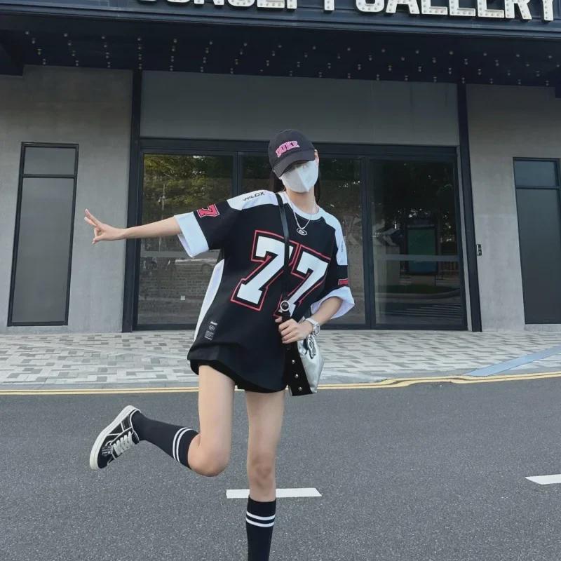 Pánské tričko s retro hokejovým dresem - evropské a americké vlivy, krátký rukáv, pro běžné nošení, ležérní sportovní oblečení