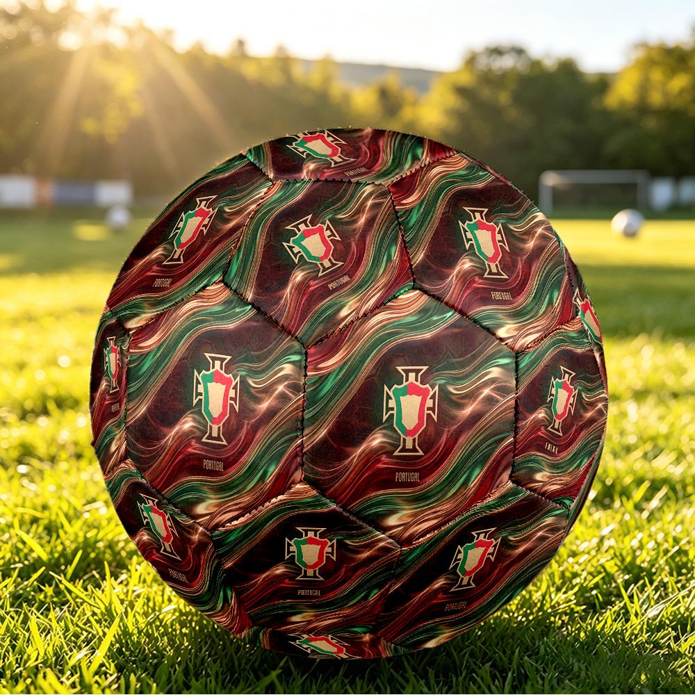 Portugal Football Printed Size 5 Soccer Ball Wear Resistant Standard Adult Training Football Fan Gift for Indoor Outdoor Match Sports
