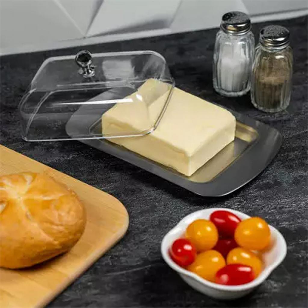 Kinghoff Kh-4027 Steel And Acrylic Butter Dish