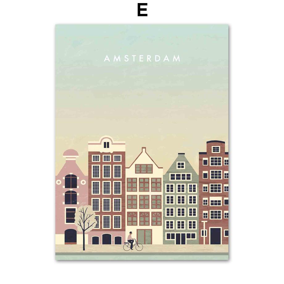 Paris Bangkok London Hamburg Barcelona Wall Art Canvas Painting Nordic Posters And Prints Pictures For Living Room Home