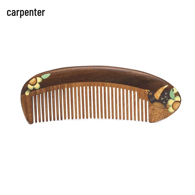 Коричневый подарочный набор с гребнем из сандалового дерева «Сорока на ветке» от Тань Муцзян