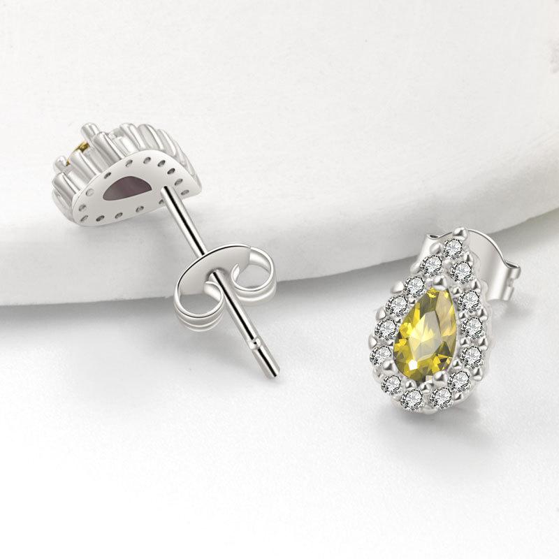 Exquisite Teardrop Micro Paved Zircon Stud Earrings Minimalist Light Luxury Fashion Versatile Women Jewelry