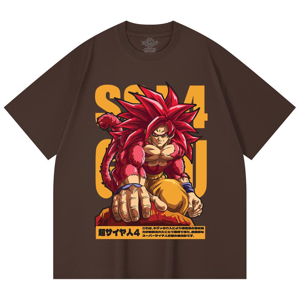 T-shirt unisex in cotone pesante 100% da 230 g/m² con stampa Dragon Ball V42 Goku SSJ4.