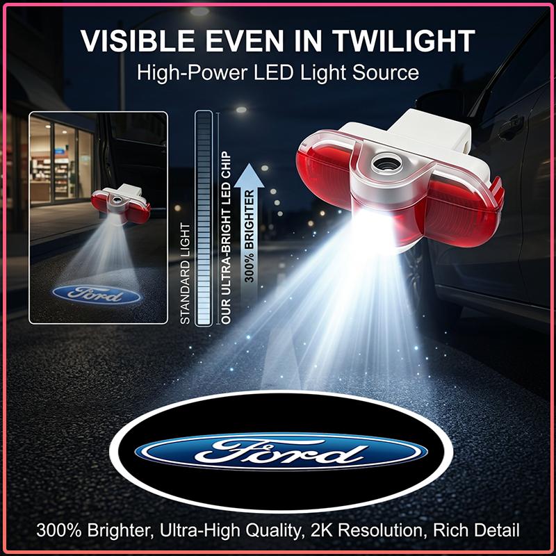 2x Wireless LED Car Door Logo Lights Ghost Shadow Projector Welcome Step Lamp For Ford Focus MK3 Ranger Fiesta S-Max Mondeo MK4 Kuga