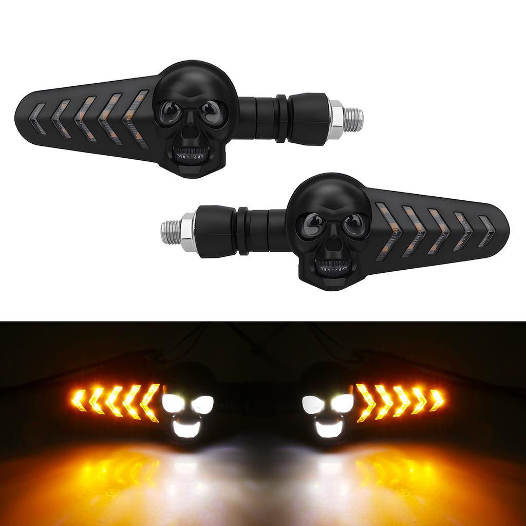 2PCS Motorcycle LED Turn Signal Light 12-24V Flashing Indicator Lamp Dual Color DRL Tail Brake Lamp Decorative For YAMAHA Honda