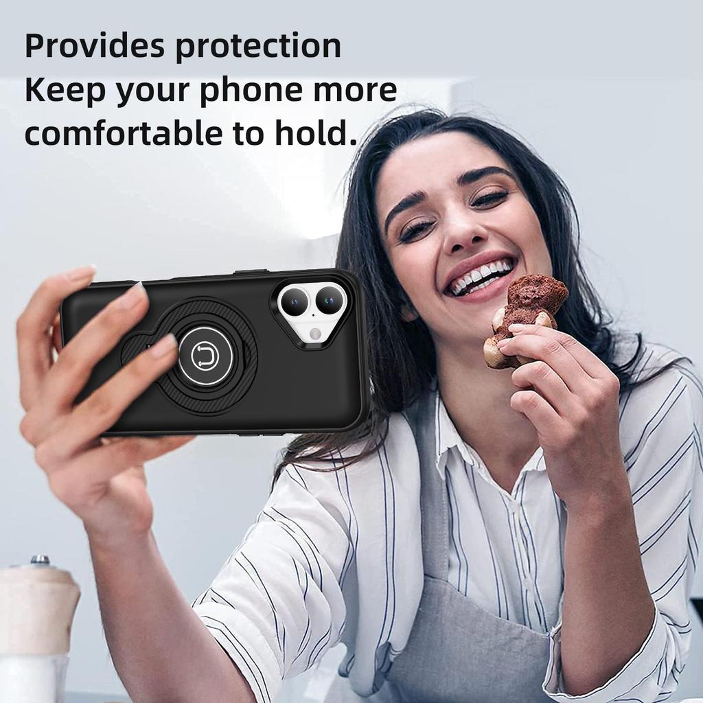 For iPhone 16 Case TPU+PC Magnetic Car Mount Phone Cover with Ring Kickstand