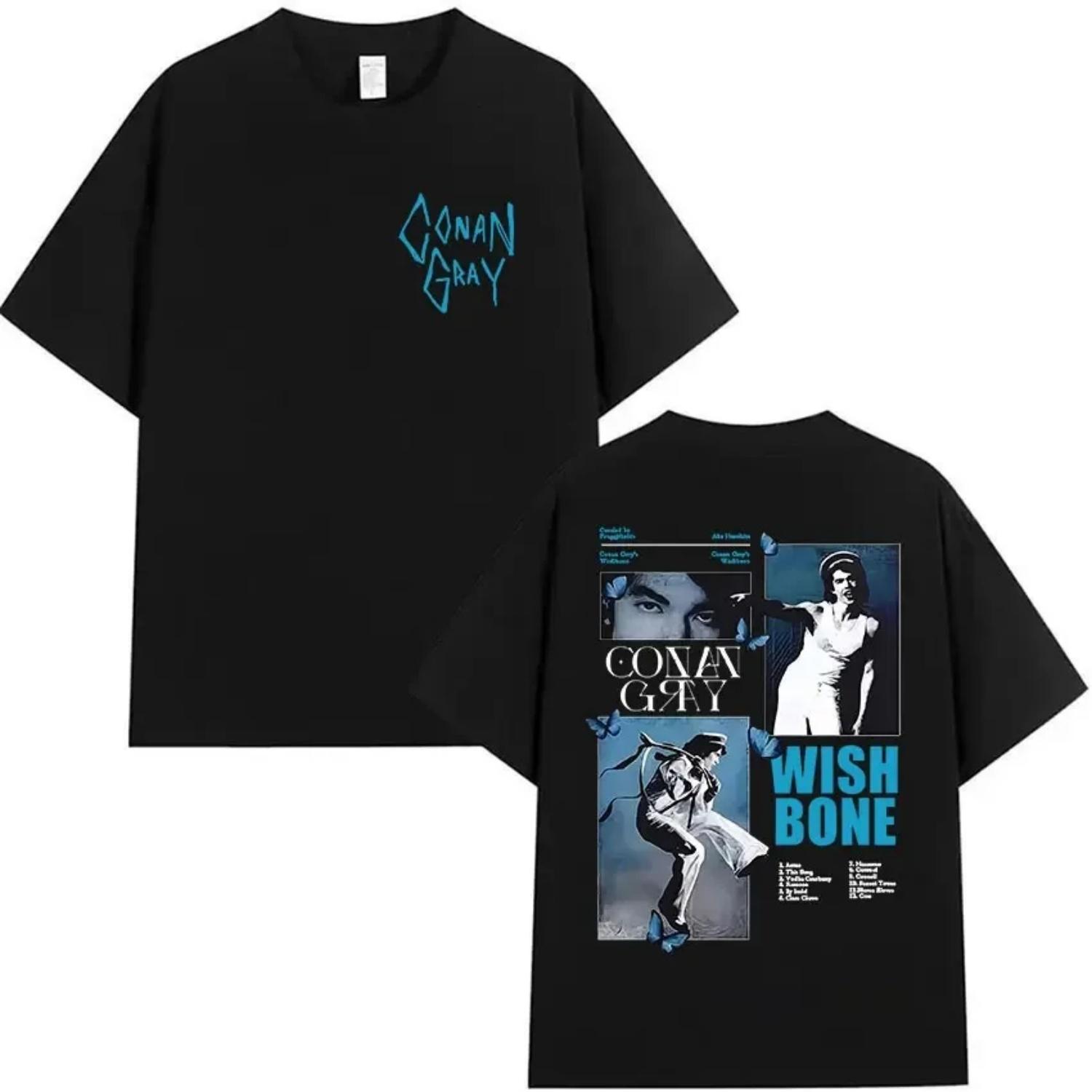 

Conan Gray Wishbone 2026 Tour Album Graphic T-Shirt Men s HipHop Pop Vintage Style Short Sleeve Cotton T-Shirt Unisex Streetwear S чёрный