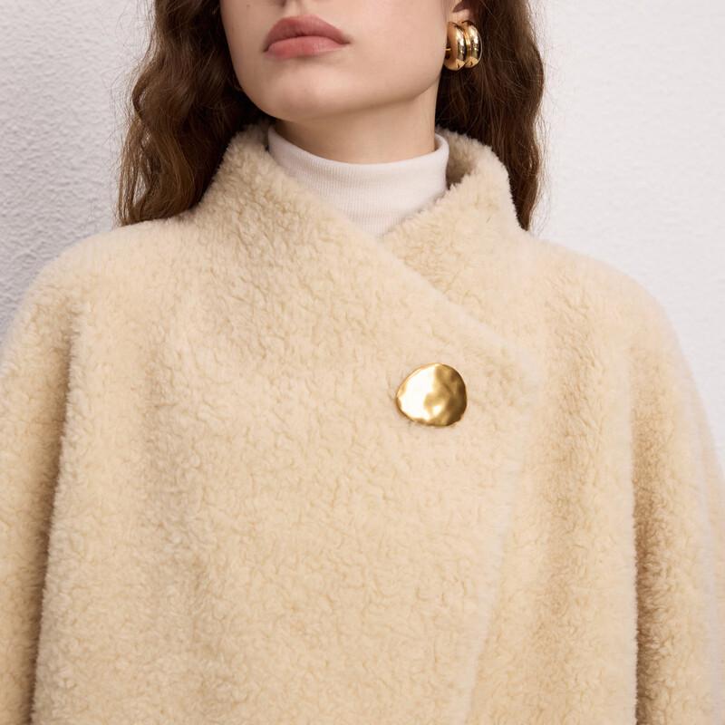 Langzi Wool Stand-Collar Faux Fur Short Jacket