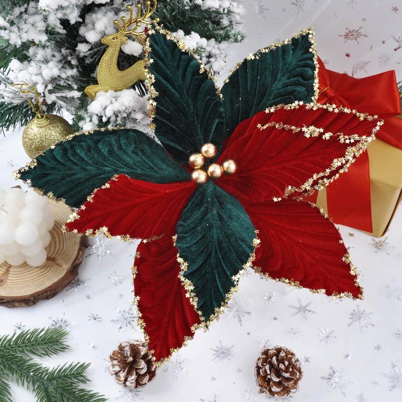 Artificial Maple Leaf Artificial Christmas Flower 28cm Gold Champagne Christmas Flower Christmas Tree Decorative Flower