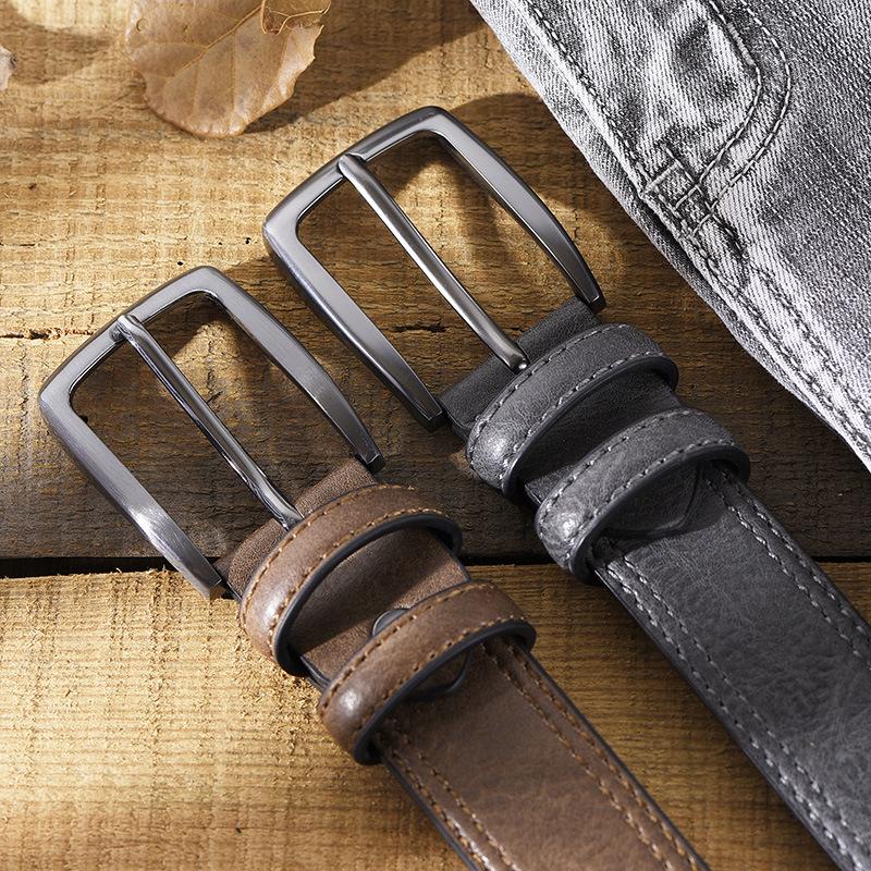 Retro Belt for Men Casual Business Simple Belt for Men Middle-aged and Young Men Fashionable Versatile Pin Buckle Belt