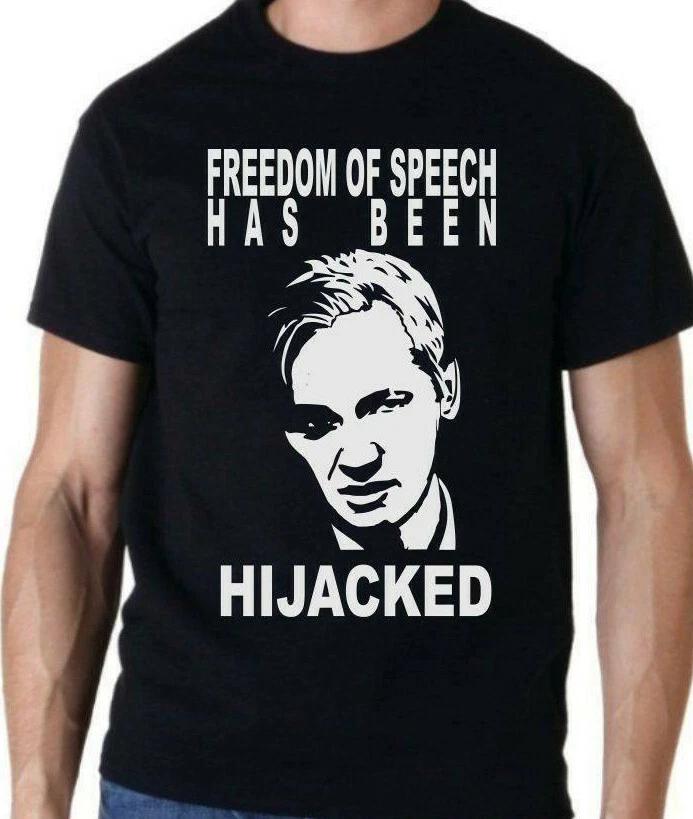FREE JULIAN ASSANGE ANONYMOUS T shirt Hacker WTF!!! Freedom of speech HIJACKED! XXL