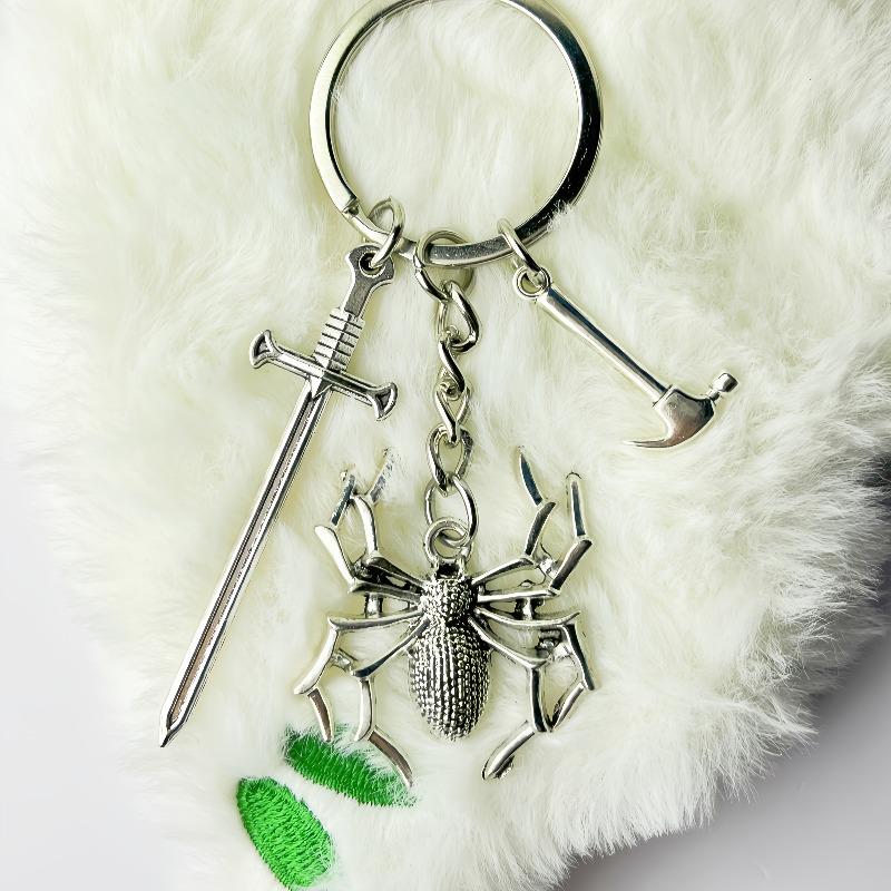 Gothic Dark Horror Spider Keychain - Halloween Insect Accessory