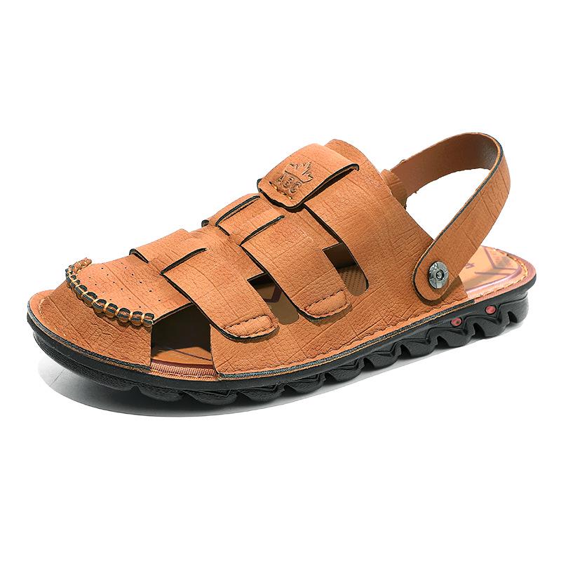 Men's Breathable Cross-Strap Closed-Toe Roman Beach Sandals